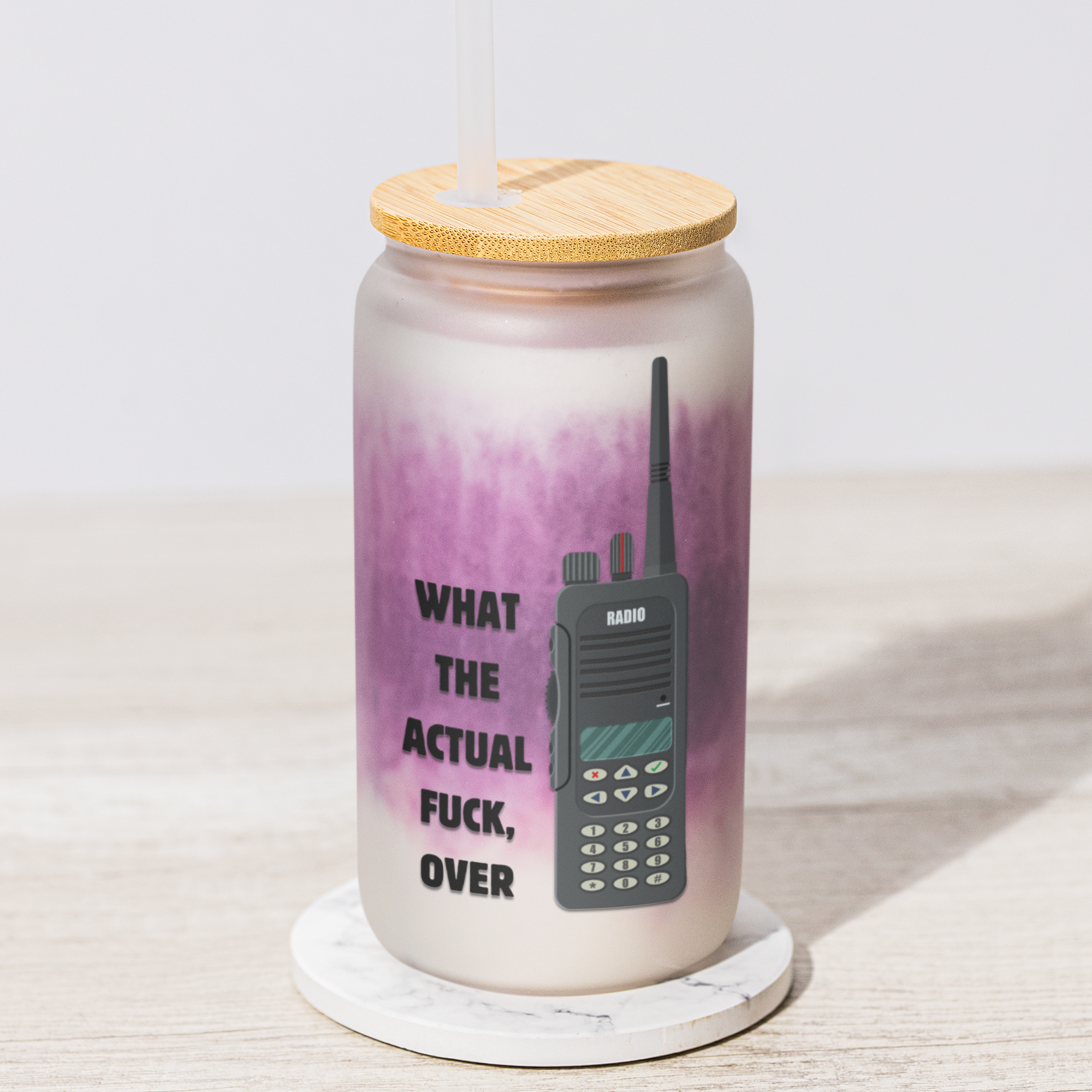 Frosted Glass Can 16oz First Responder Gift