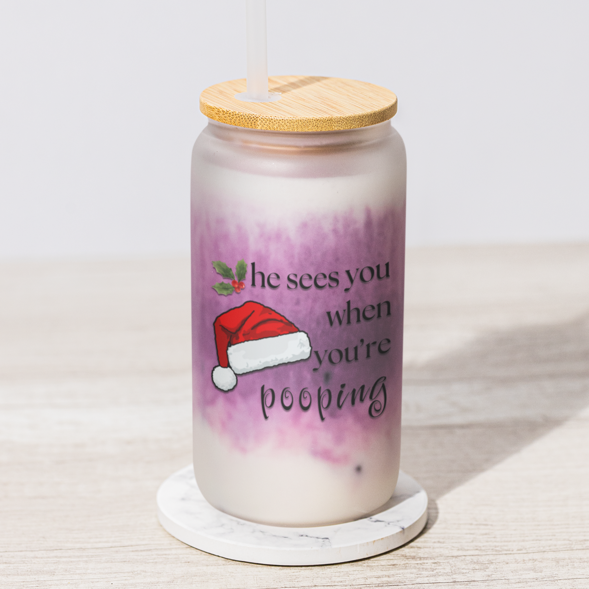 nsfw christmas gift coffee mug for coworkers with He Sees You When You’re Pooping Design