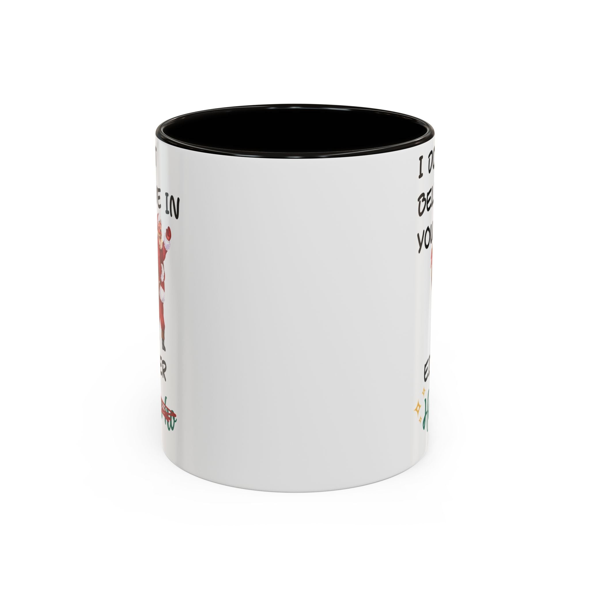 White mug with black interior on a white background