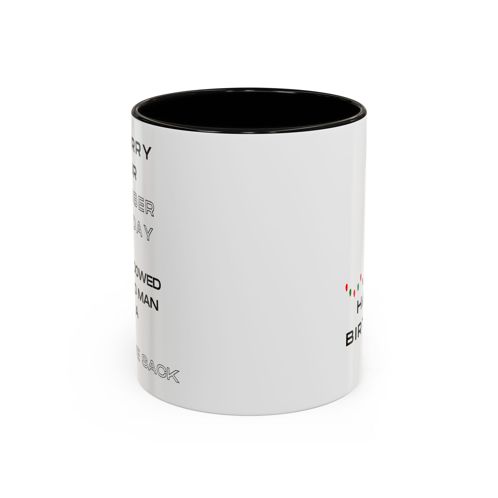 White mug with black interior on a white background