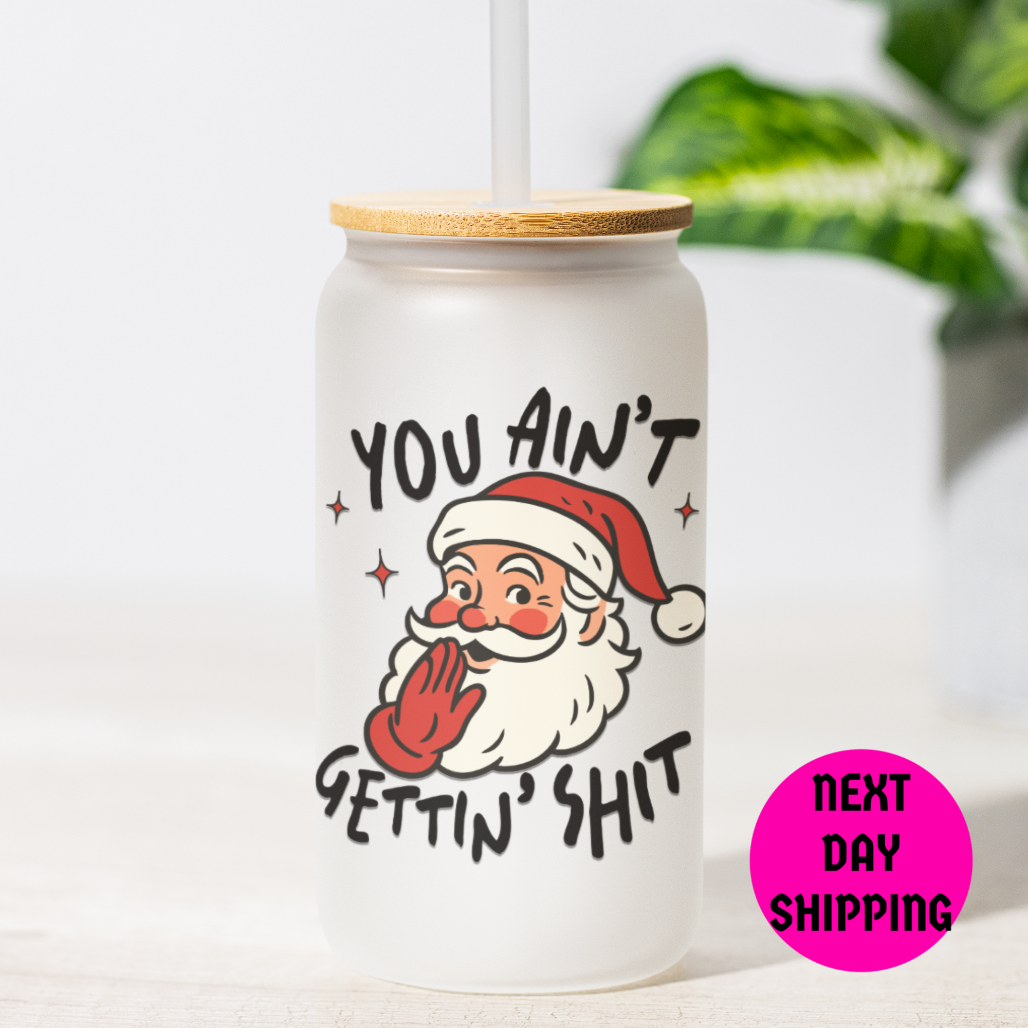 sarcastic and christmas design tumbler with next day shipping sign